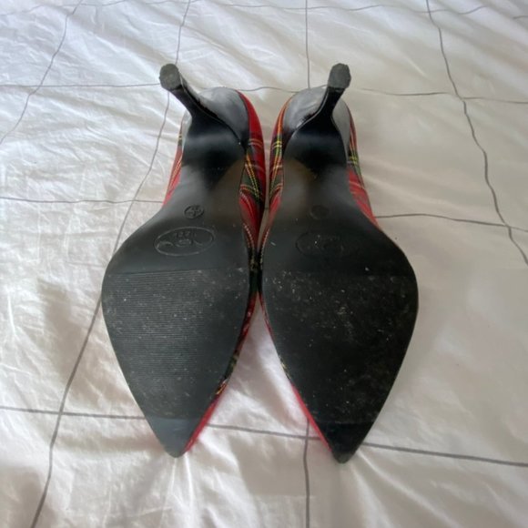 Holiday Red Plaid 4" Heel Shoes Size 9 EUC - Picture 7 of 14